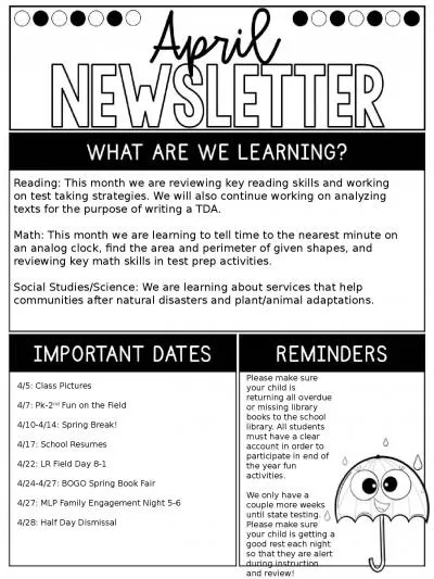 Reading : This month we are reviewing key reading skills and working on test taking strategies.