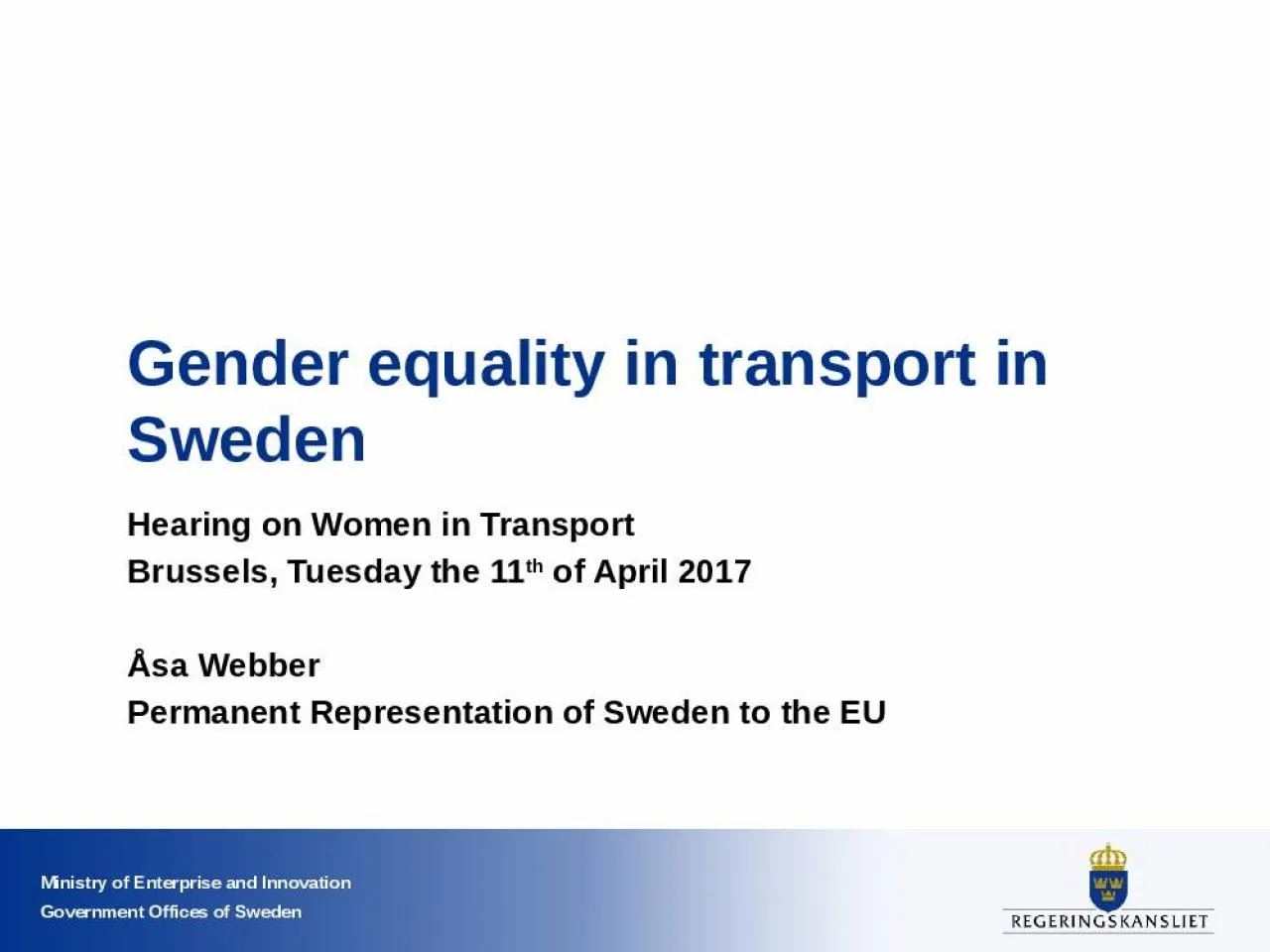 PPT-G ender equality in transport in Sweden