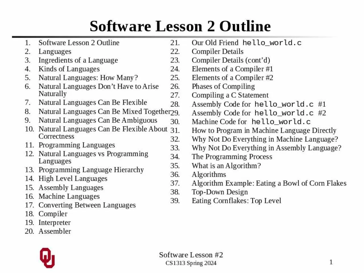 PPT-1 Software Lesson #2 CS1313 Spring 2024