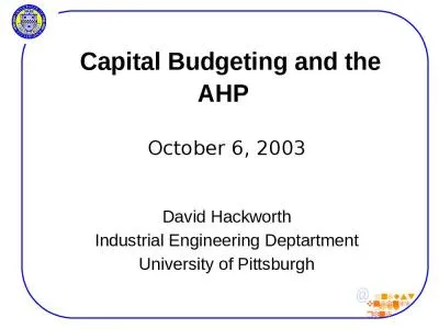 Capital Budgeting and the AHP