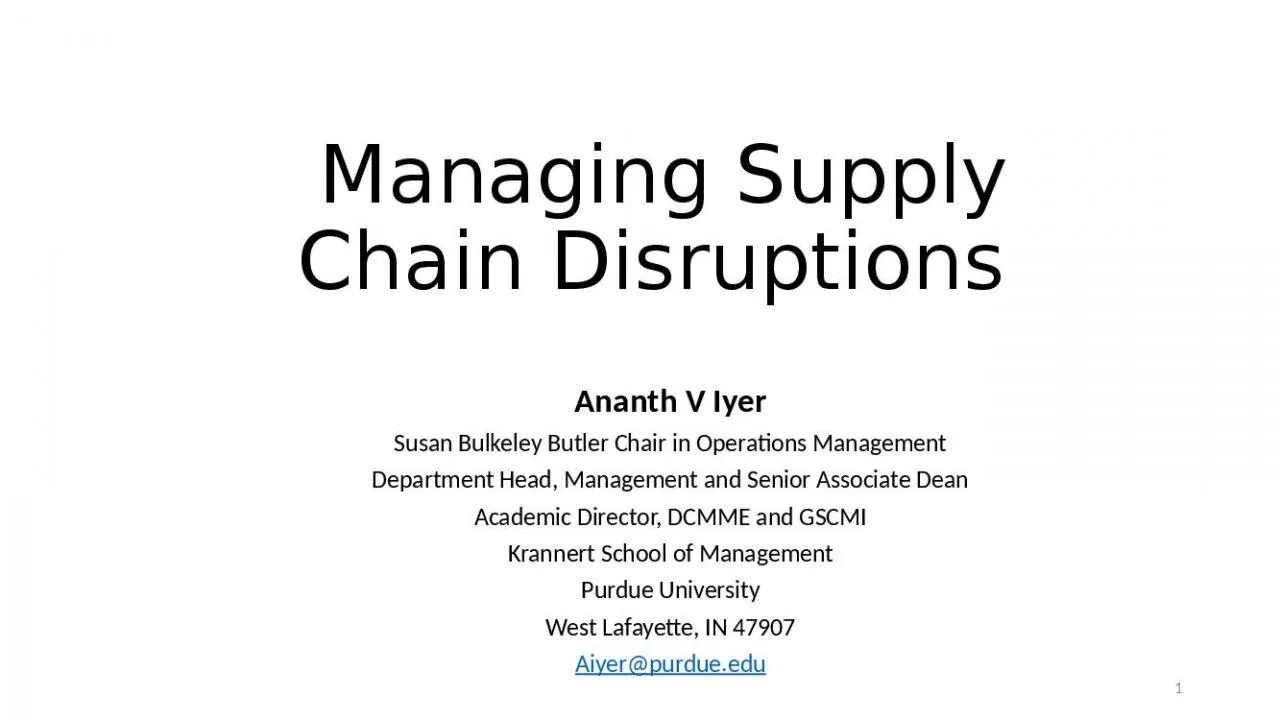 PPT-Managing Supply Chain Disruptions