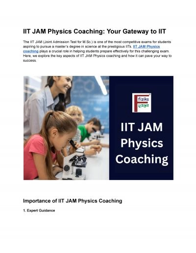 IIT JAM Physics Coaching: Your Gateway to IIT