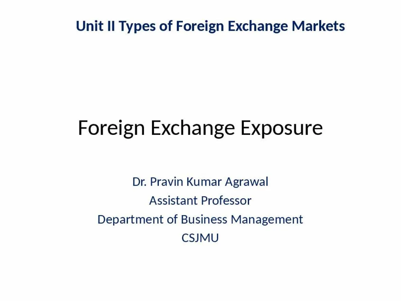 PPT-Foreign Exchange Exposure