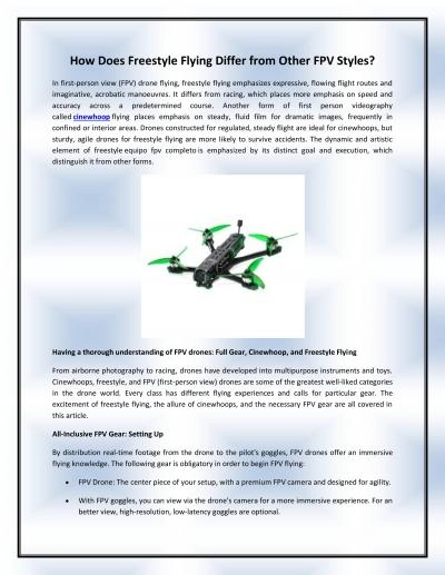 How Does Freestyle Flying Differ from Other FPV Styles?