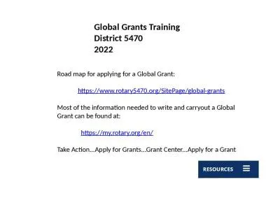 Global Grants Training District 5470