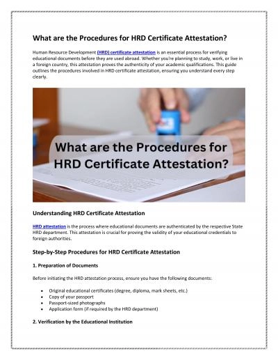 What are the Procedures for HRD Certificate Attestation?