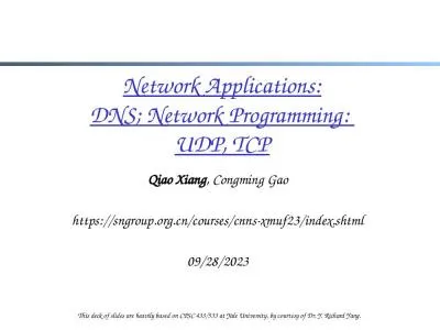 Network Applications: DNS;