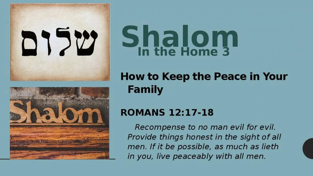 PPT-Shalom How to Keep the Peace in Your Family