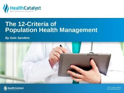 The 12-Criteria of  Population Health Management