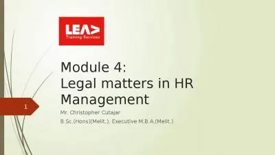 Module 4:  Legal matters in HR Management