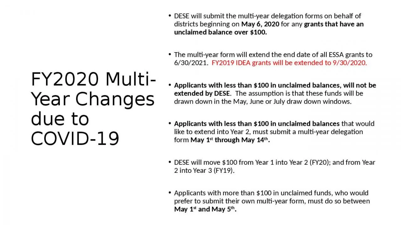 PPT-FY2020 Multi-Year Changes due to COVID-19