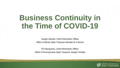 Business Continuity in the Time of COVID-19