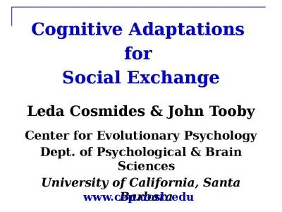 Cognitive Adaptations  for