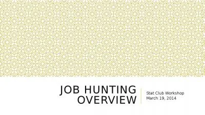 Job Hunting overview Stat Club Workshop