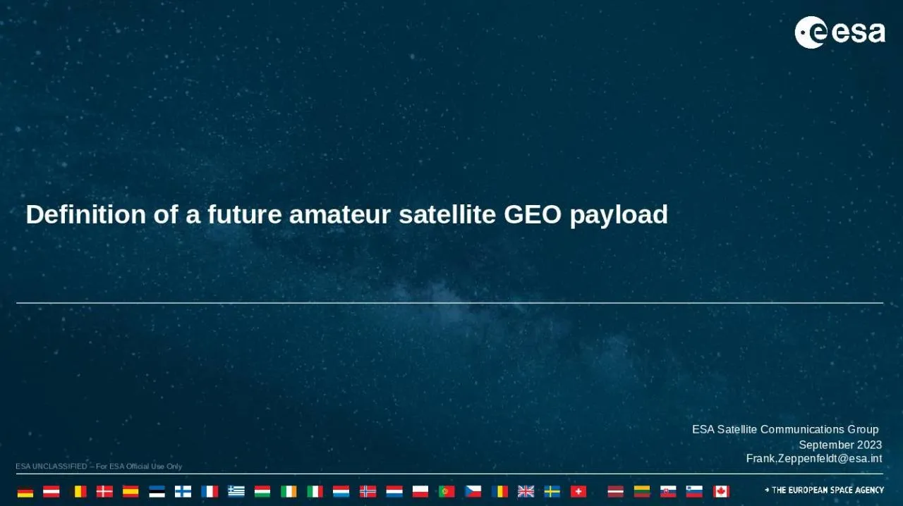 PPT-Definition of a future amateur satellite GEO payload