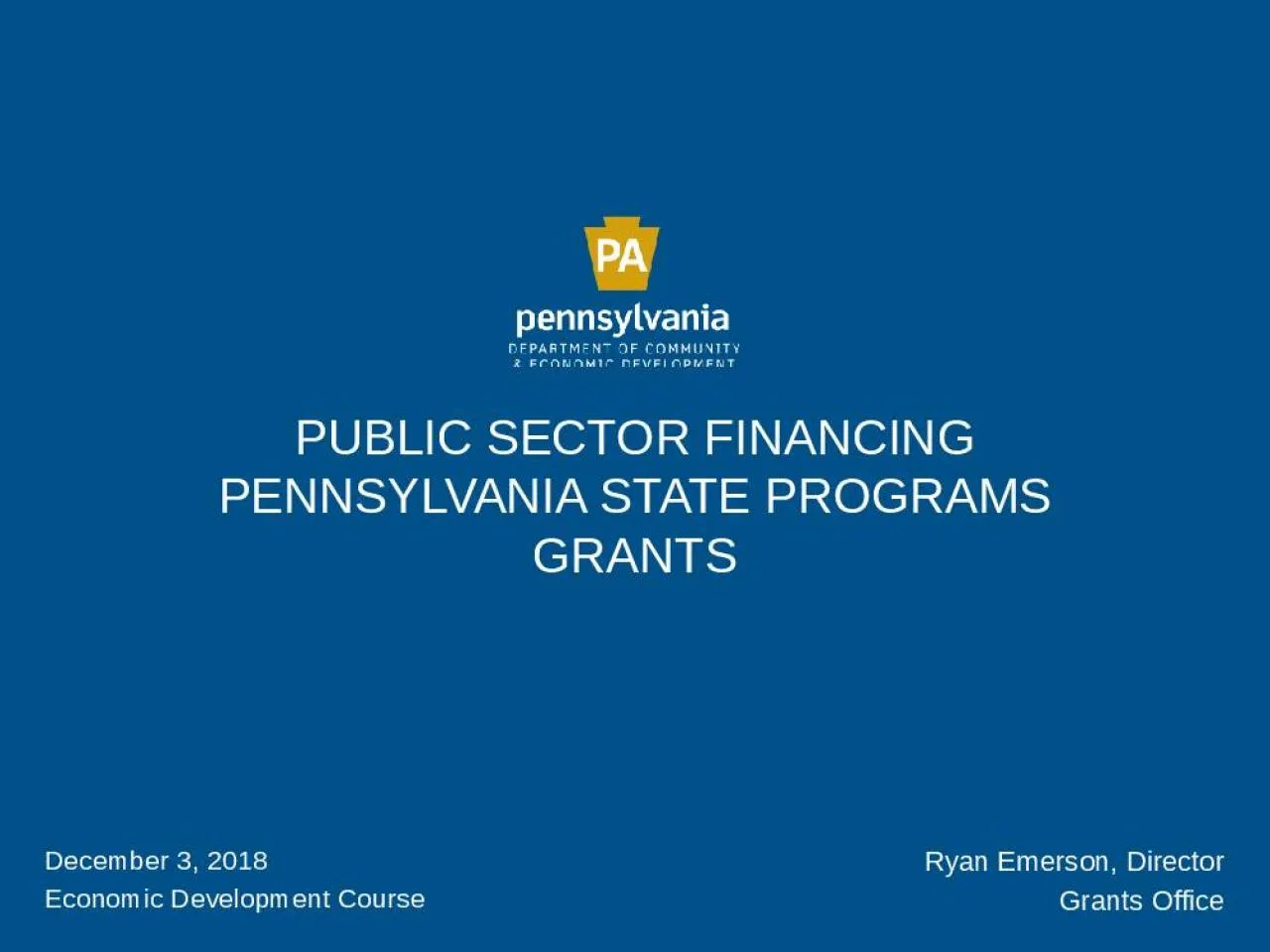 PPT-Public Sector Financing Pennsylvania State Programs