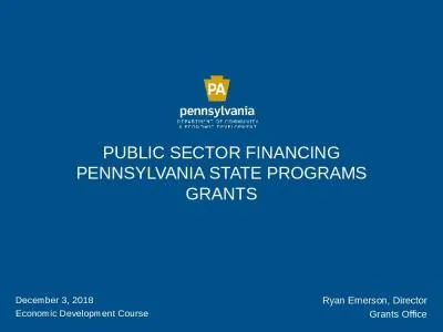 Public Sector Financing Pennsylvania State Programs