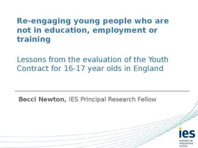 Re-engaging young people who are not in education, employment or training