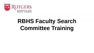 RBHS Faculty Search Committee Training