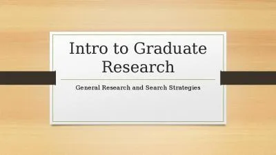 Intro to Graduate Research