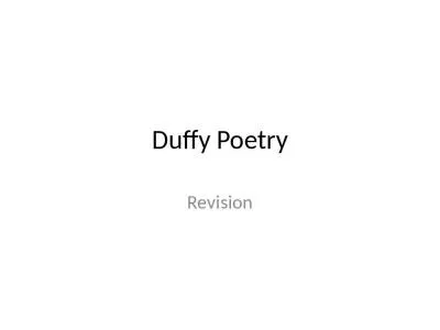 Duffy Poetry Revision Havisham