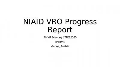 NIAID VRO Progress Report