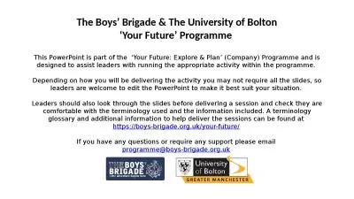 The Boys’ Brigade & The University of Bolton