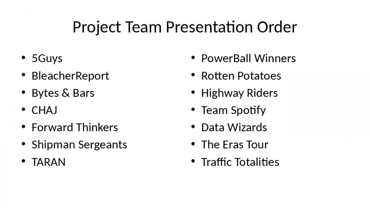 PPT-Project Team Presentation Order