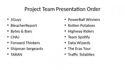 Project Team Presentation Order