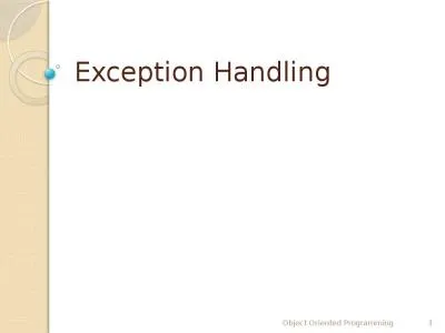 Exception Handling  Object Oriented Programming