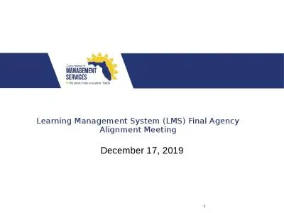 Learning Management System (LMS) Final Agency Alignment Meeting