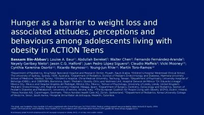 Hunger as a barrier to weight loss and associated attitudes, perceptions and behaviours among adole