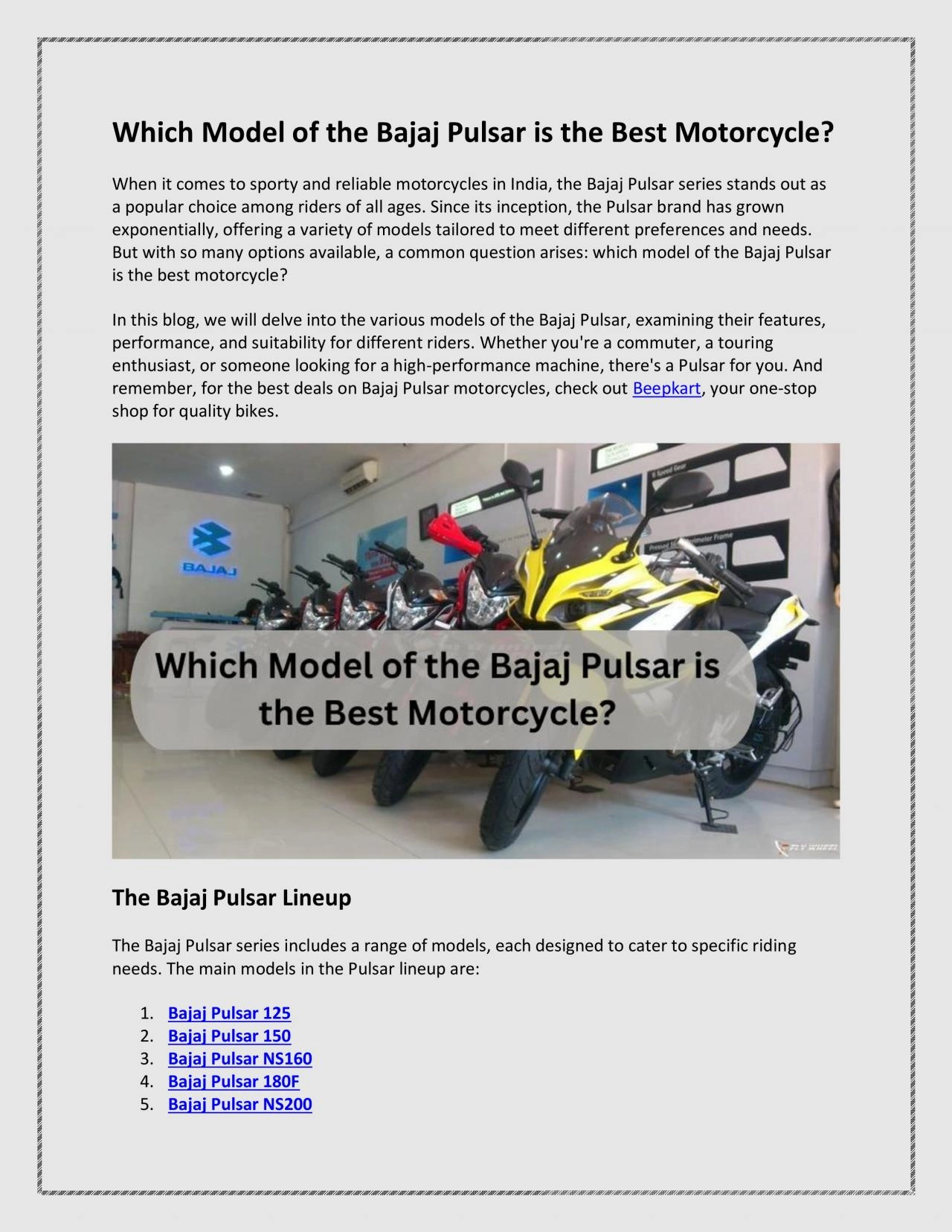 PDF-Which Model of the Bajaj Pulsar is the Best Motorcycle?