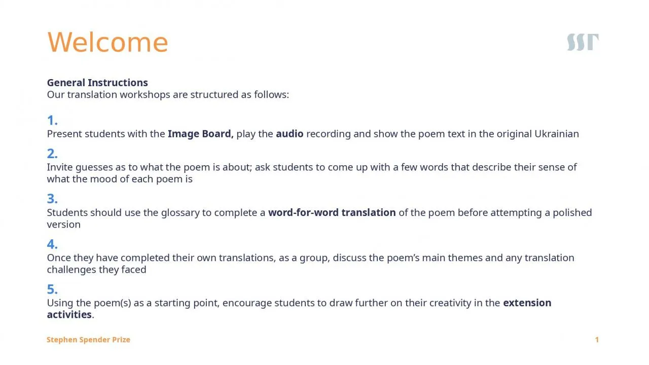 PPT-General Instructions Our translation workshops are structured as follows: