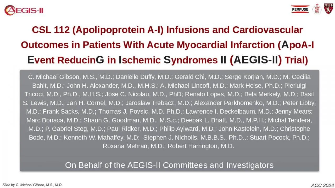 PPT-CSL 112 (Apolipoprotein A-I) Infusions and Cardiovascular Outcomes in Patients With Acute