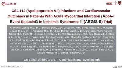 CSL 112 (Apolipoprotein A-I) Infusions and Cardiovascular Outcomes in Patients With Acute Myocardia