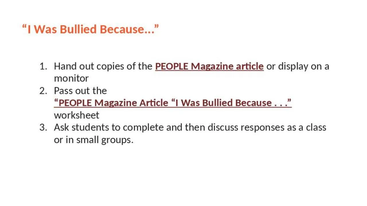 PPT-“I Was Bullied Because...”