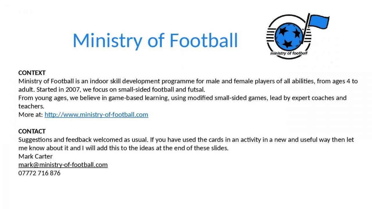 PPT-Ministry of Football CONTEXT