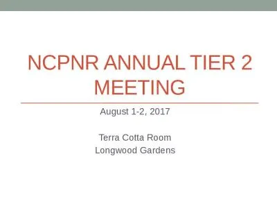 NCPNR Annual Tier 2 Meeting