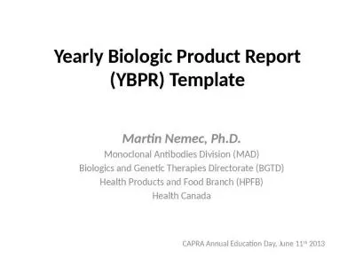 Yearly Biologic Product Report (YBPR) Template