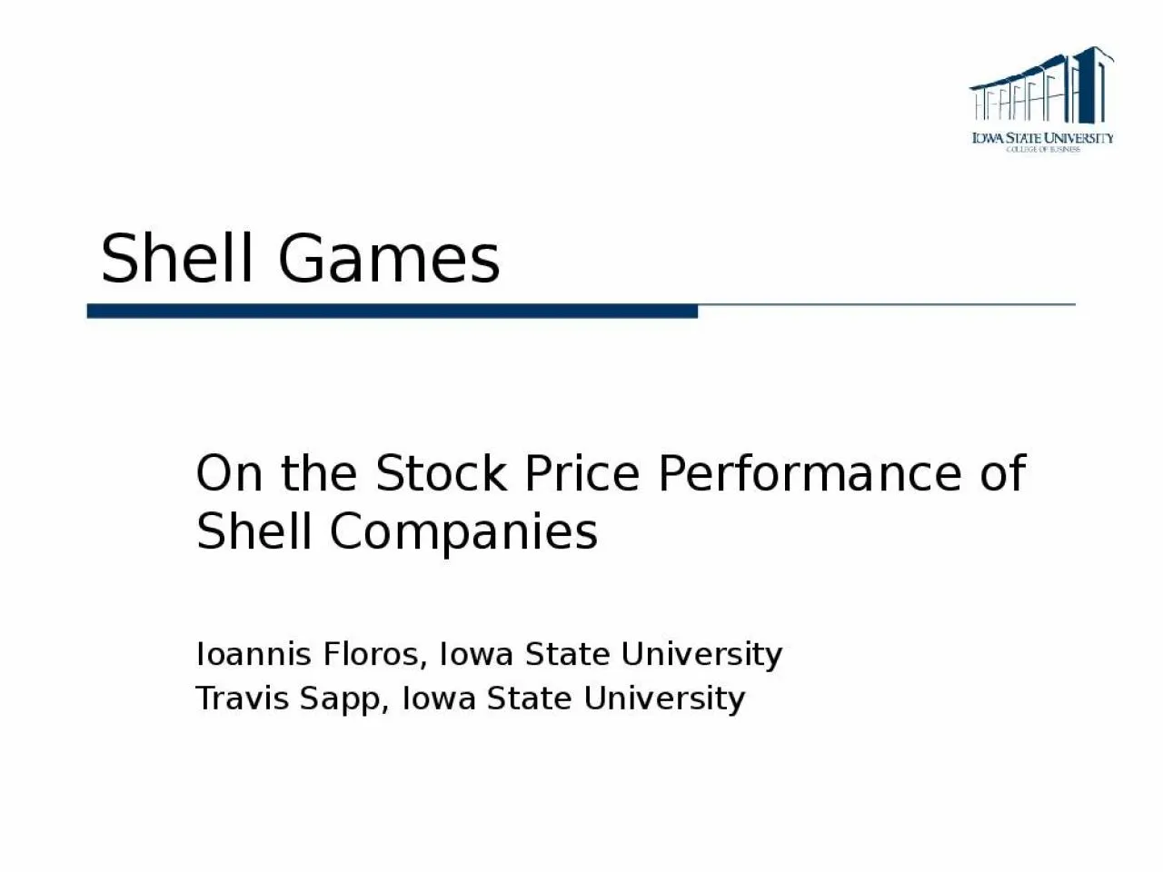 PPT-Shell Games On the Stock Price Performance of Shell Companies