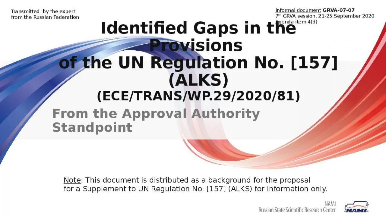 PPT-Identified Gaps in the Provisions