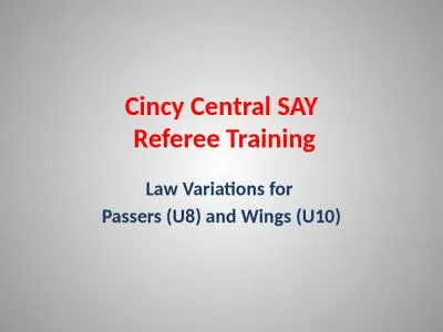 Cincy Central SAY  Referee Training