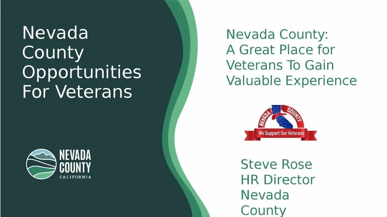 PPT-Nevada County Opportunities For Veterans