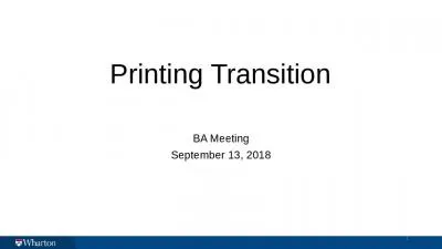 Printing Transition BA Meeting