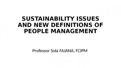 SUSTAINABILITY ISSUES AND NEW DEFINITIONS OF PEOPLE