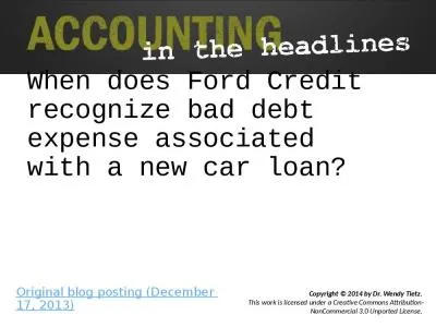 When does Ford Credit recognize bad debt expense associated with a new car loan?