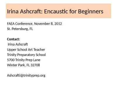 Irina Ashcraft: Encaustic for Beginners