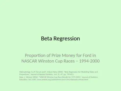 Beta Regression Proportion of Prize Money for Ford in NASCAR Winston Cup Races – 1994-2000