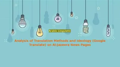 Analysis of Translation Methods and Ideology (Google Translate) on Al-Jazeera News Pages